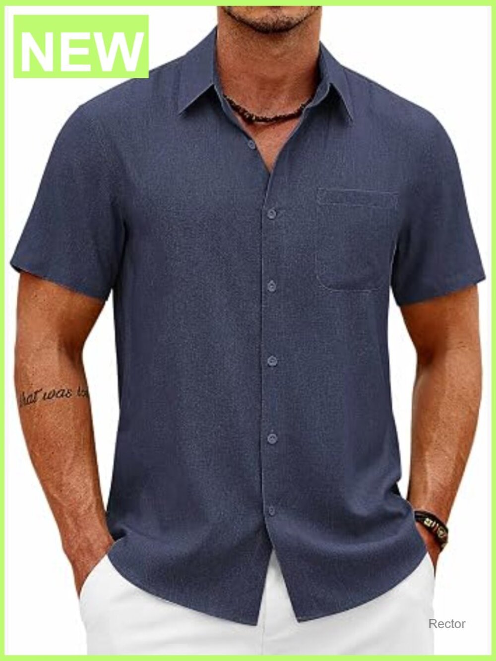 Men's Linen Beach Button Down Shirt Short Sleeve Casual Summer